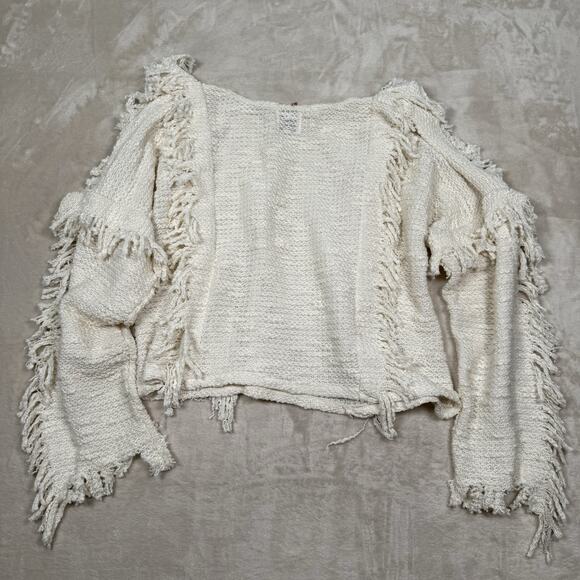 MISA Los Angeles Ivory White Karine Fringe Sweater Womens Size Small - Picture 6 of 9